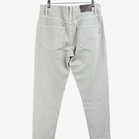 Brunello Cucinelli SS/23 Green Monili-Beaded Mid-Rise Straight Leg Jeans - Picture 3 of 16